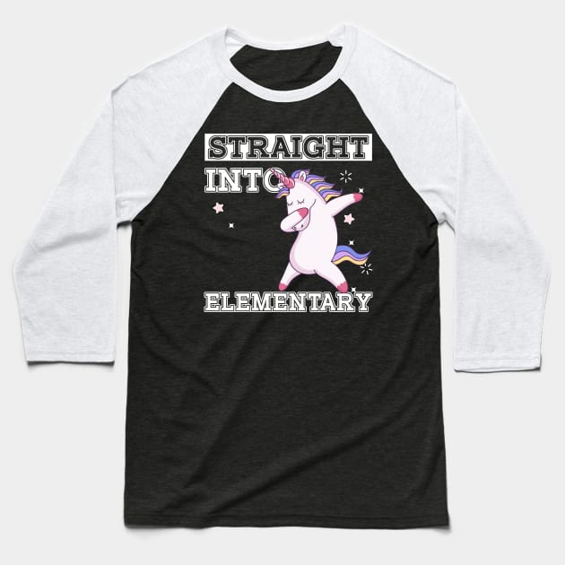 Straight Outta Elementary Unicorn Back To School Gift Baseball T-Shirt by kateeleone97023